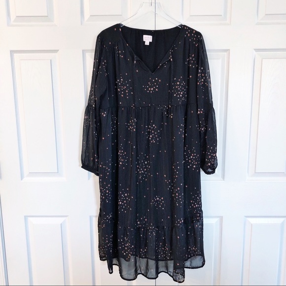 Isabel Maternity Woven Star Print Flounce Dress - Picture 2 of 7